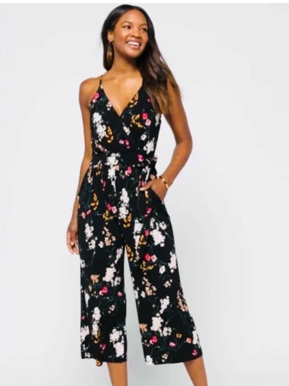 Floral Black Jumpsuit